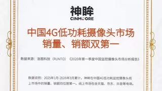 神眸获评国内4G低功耗摄像头市场销量、销额双第一